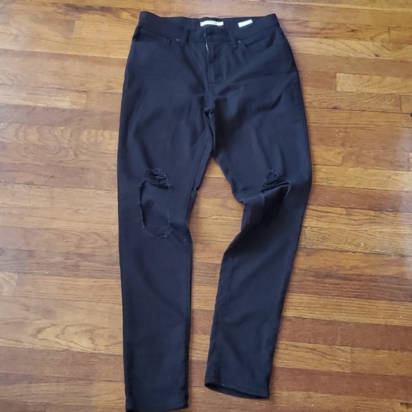 Levi's 721 High Rise Skinny Jeans: Busted Knees - Picture 3 of 10